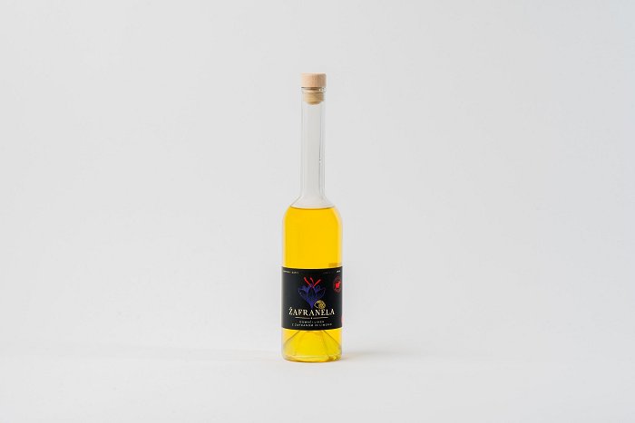 Žafranela - homemade liqueur with saffron and lemon